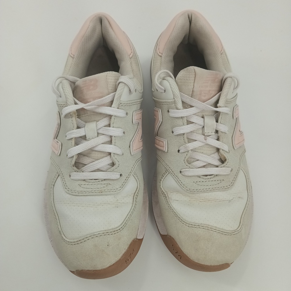 New Balance 574 Sport Bone White Pink Suede Sneakers WG574SD Womens Size 8 - Picture 2 of 7